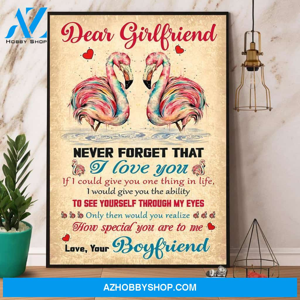 Flamingo Dear Girlfriend Never Forget That I Love You Canvas And Poster, Wall Decor Visual Art