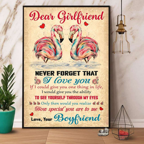 Flamingo Dear Girlfriend Never Forget That I Love You Paper Poster No Frame Matte Canvas Wall Decor