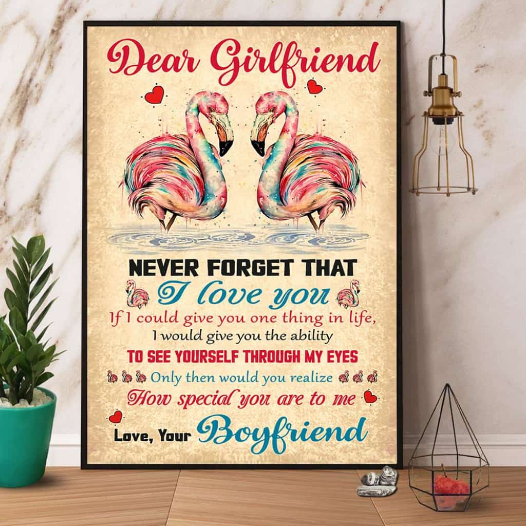 Flamingo Dear Girlfriend Never Forget That I Love You Paper Poster No Frame Matte Canvas Wall Decor