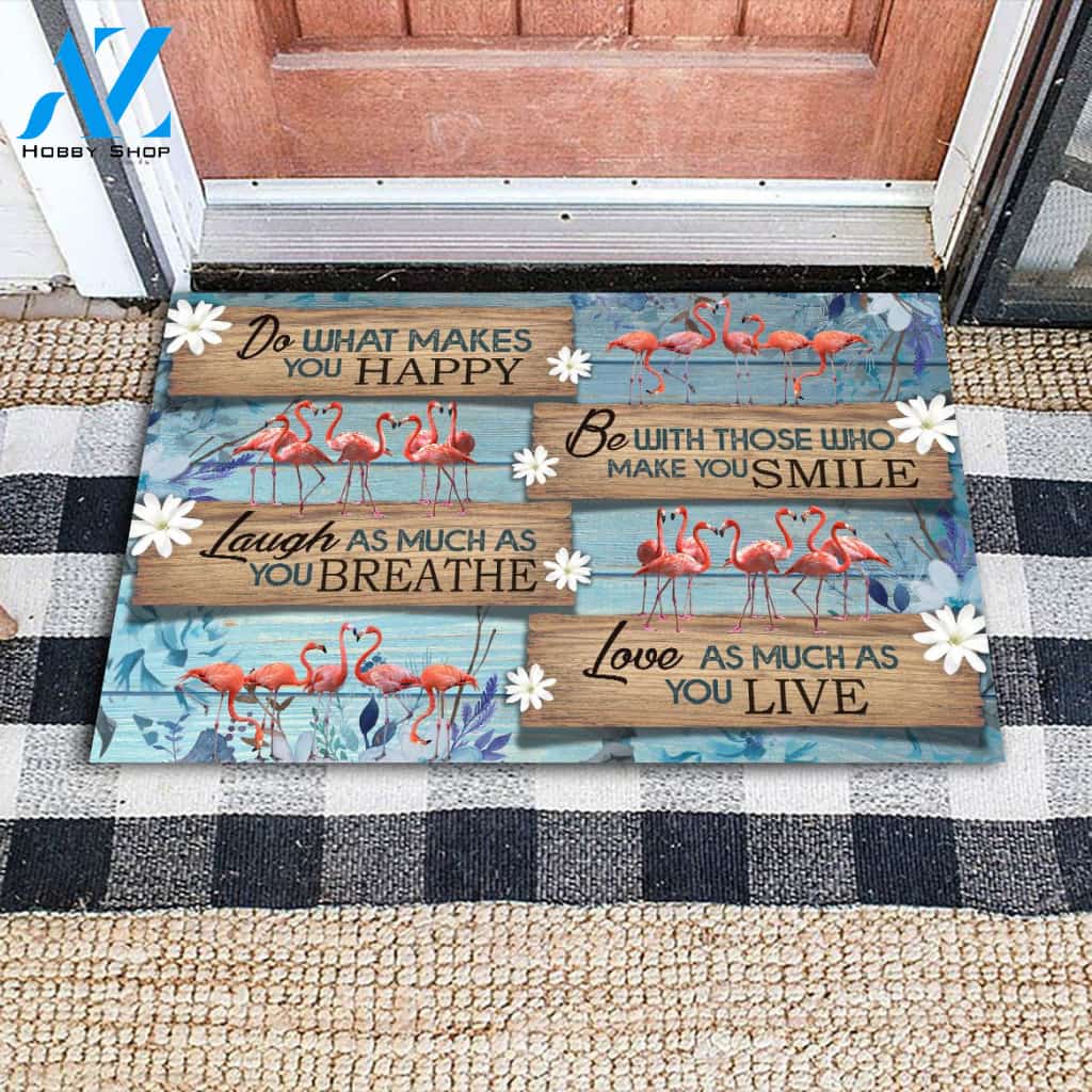 Flamingo Do What Makes You Happy Doormat | Welcome Mat | House Warming Gift