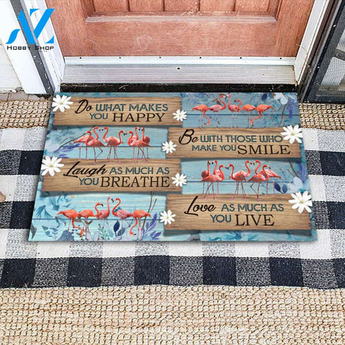 Flamingo Do What Makes You Happy Doormat | Welcome Mat | House Warming Gift