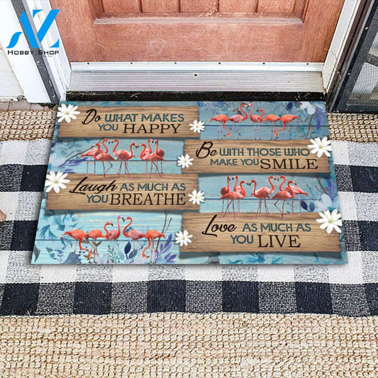 Flamingo Do What Makes You Happy Doormat | Welcome Mat | House Warming Gift