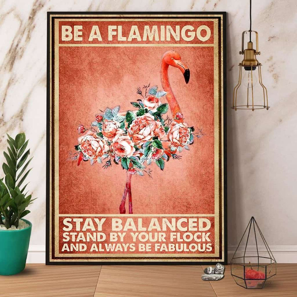 Flamingo Flower Be A Flamingo Stay Balanced Paper Poster No Frame Matte Canvas Wall Decor