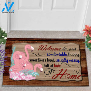 Flamingo Full Of Love Home Funny Indoor And Outdoor Doormat Warm House Gift Welcome Mat Birthday Gift For Flamingo Lovers