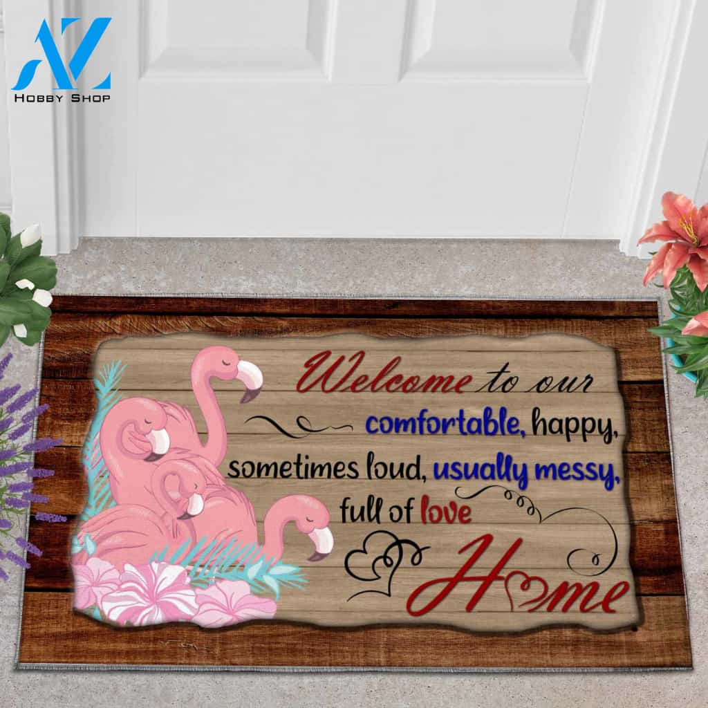 Flamingo Full Of Love Home Funny Indoor And Outdoor Doormat Warm House Gift Welcome Mat Birthday Gift For Flamingo Lovers