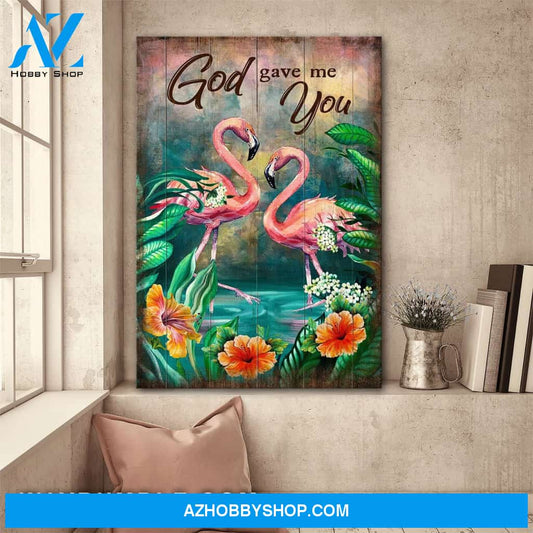 Flamingo - God gave me you Jesus Portrait Canvas Prints, Wall Art