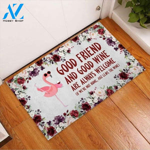 Flamingo Good Friend And Good Wine Doormat Real friends Bring Beer Welcome Doormat Indoor and Outdoor Doormat Warm House Gift Gift Friends Birthday Gift