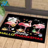 Flamingo Happy Halloween Thanksgiving Doormat Welcome Mat Housewarming Home Decor Funny Doormat Gift Idea