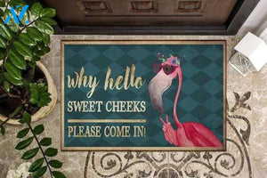 Flamingo Hello Sweet Cheeks Housewarming Great Gift For Family And Friend Doormats Inhouse Doormats Home Decor Housewarming Gift