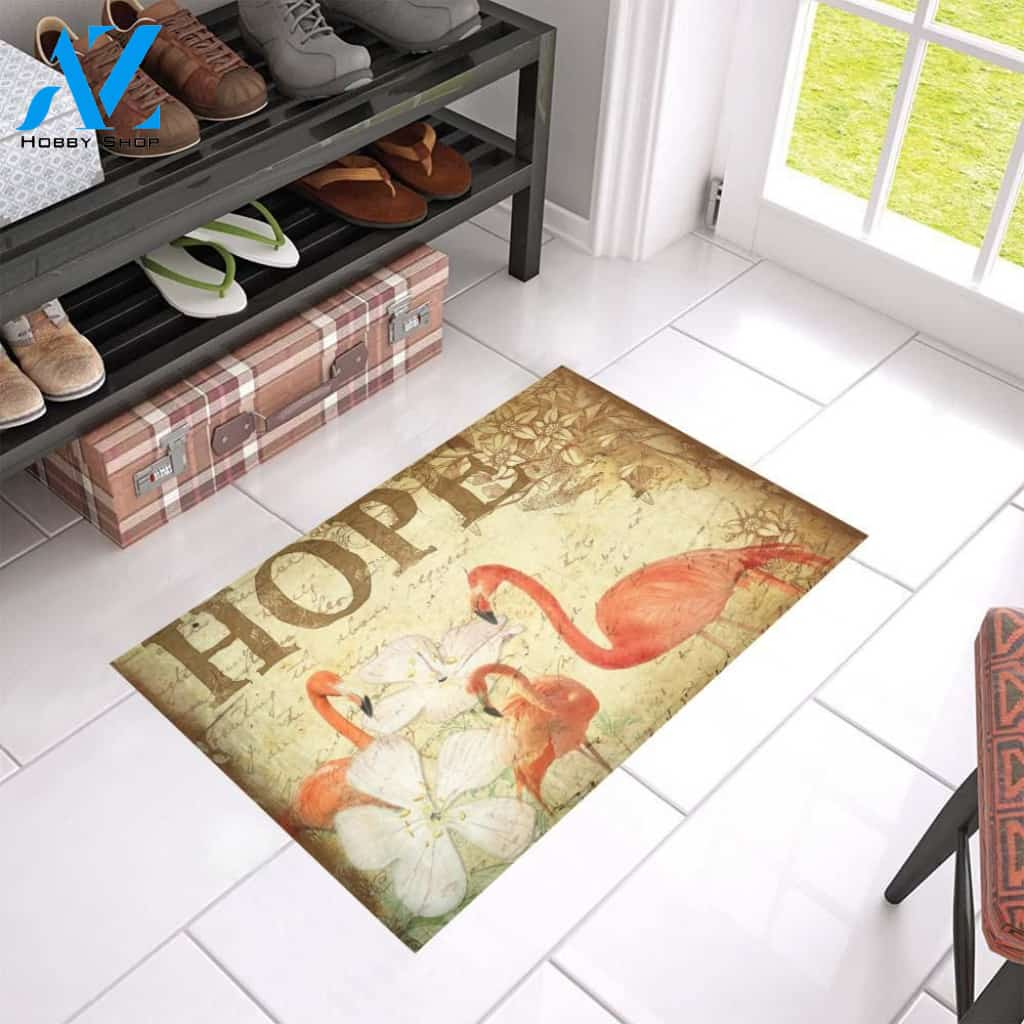 Flamingo Hope Printed Doormat Home Decor