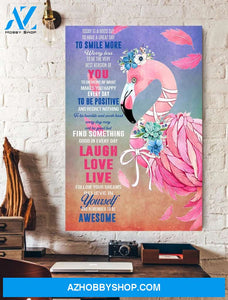 Flamingo Laugh Love Live Vertical Wall Art Canvas Prints Unique Gifts