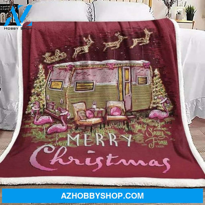 Flamingo Merry Christmas Fleece Blanket Gift For People Home Decor Bedding Couch Sofa Soft And Comfy Cozy