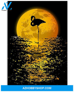 Flamingo Moon Vertical Canvas Wall Art, Wall Decor Visual Art