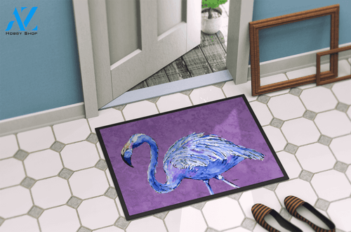 Flamingo on Purple Easy Clean Welcome DoorMat | Felt And Rubber | DO2187