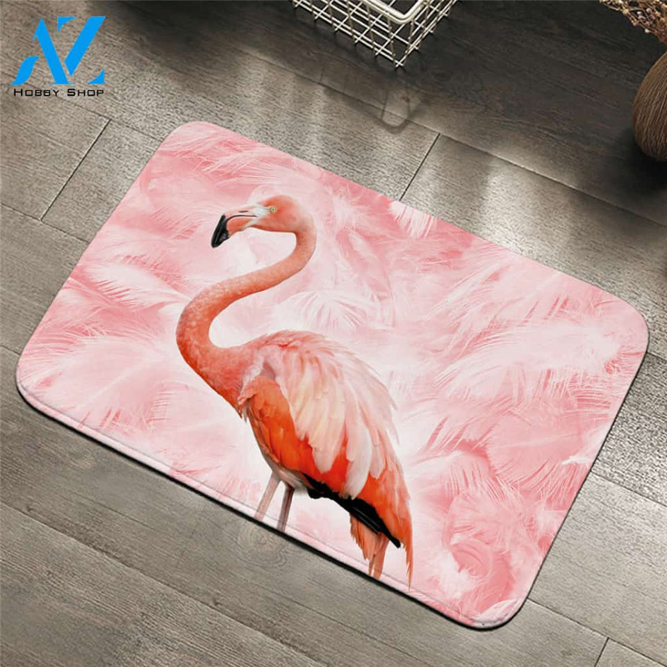 Flamingo Pink Feather Door Mat