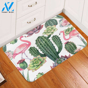 Flamingo Succulents Door Mat