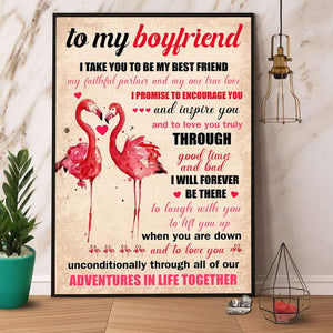 Flamingo To My Boyfriend I Take You To Be My Best Friend Paper Poster No Frame Matte Canvas Wall Decor