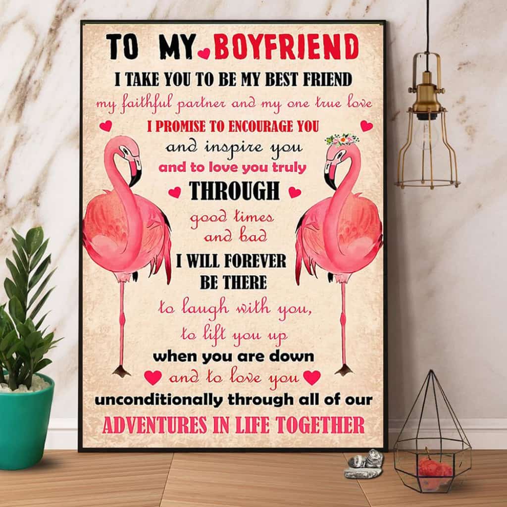 Flamingo To My Boyfriend I Will Forever Be There Paper Poster No Frame Matte Canvas Wall Decor