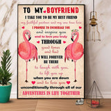 Flamingo To My Boyfriend I Will Forever Be There Paper Poster No Frame Matte Canvas Wall Decor