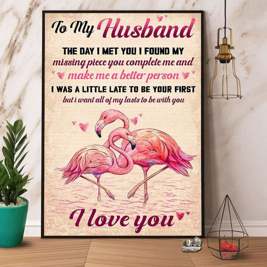 Flamingo To My Husband I Love You Paper Poster No Frame Matte Canvas Wall Decor