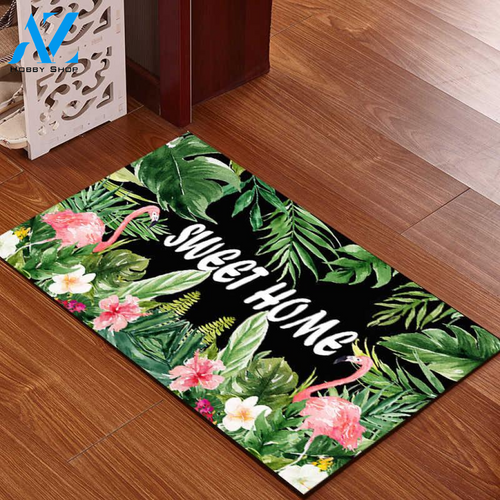 Flamingo Tropical Easy Clean Welcome DoorMat | Felt And Rubber | DO2218