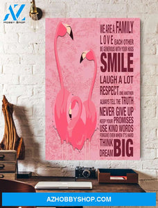 Flamingo We Are A Family Vertical Wall Art Canvas Prints Unique Gifts