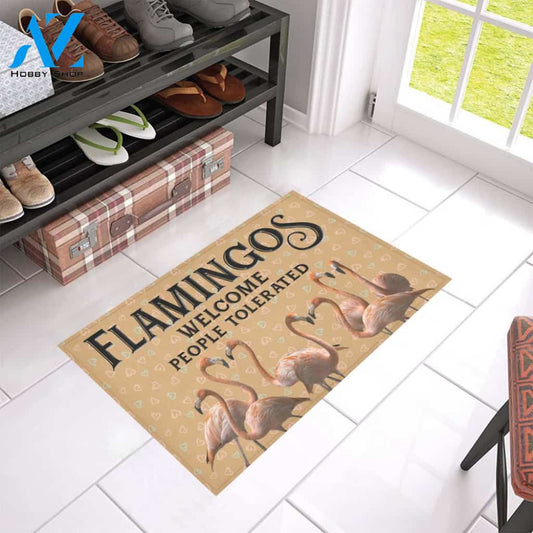 Flamingo Welcome People Tolerated Doormat | Welcome Mat | House Warming Gift