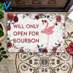 Flamingo Will Only Open For Bourbon - Flamingo Doormat - Wine Doormat | Welcome Mat | House Warming Gift | Christmas Gift Decor