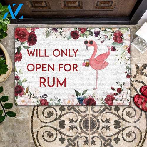 Flamingo Will Only Open For Rum - Flamingo Doormat - Wine Doormat | Welcome Mat | House Warming Gift | Christmas Gift Decor