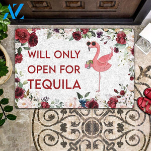 Flamingo Will Only Open For Tequila - Flamingo Doormat - Wine Doormat | Welcome Mat | House Warming Gift | Christmas Gift Decor