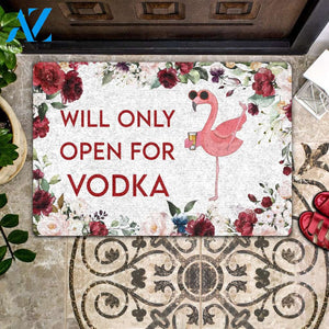 Flamingo Will Only Open For Vodka - Flamingo Doormat - Wine Doormat | Welcome Mat | House Warming Gift | Christmas Gift Decor