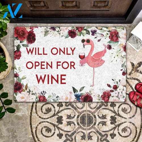 Flamingo Will Only Open For Wine - Flamingo Doormat - Wine Doormat | Welcome Mat | House Warming Gift | Christmas Gift Decor