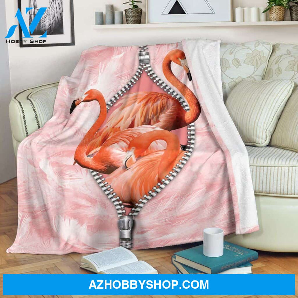 Flamingo Zipper Pink Blanket Gift For Dog Lovers Birthday Gift Home Decor Bedding Couch Sofa Soft and Comfy Cozy