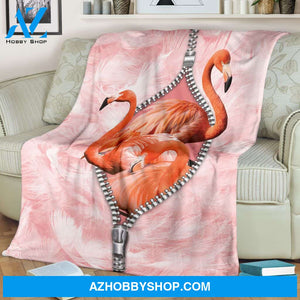 Flamingo Zipper Pink Blanket Gift For Dog Lovers Birthday Gift Home Decor Bedding Couch Sofa Soft and Comfy Cozy