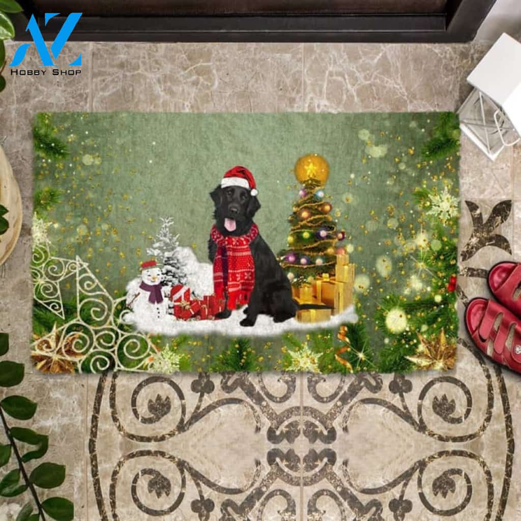 Flat Coat Retrievers Merry Christmas Doormat