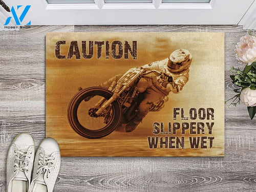 Flat Track Caution Indoor and Outdoor Doormat Warm House Gift Welcome Mat Gift for Labrador Lovers Birthday Gift