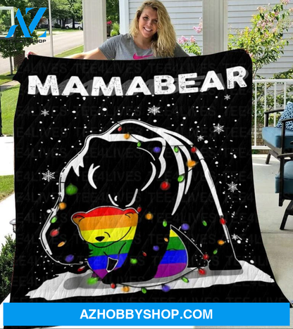 Fleece Blanket - Mamabear Fleece Blanket, Gift For Mother