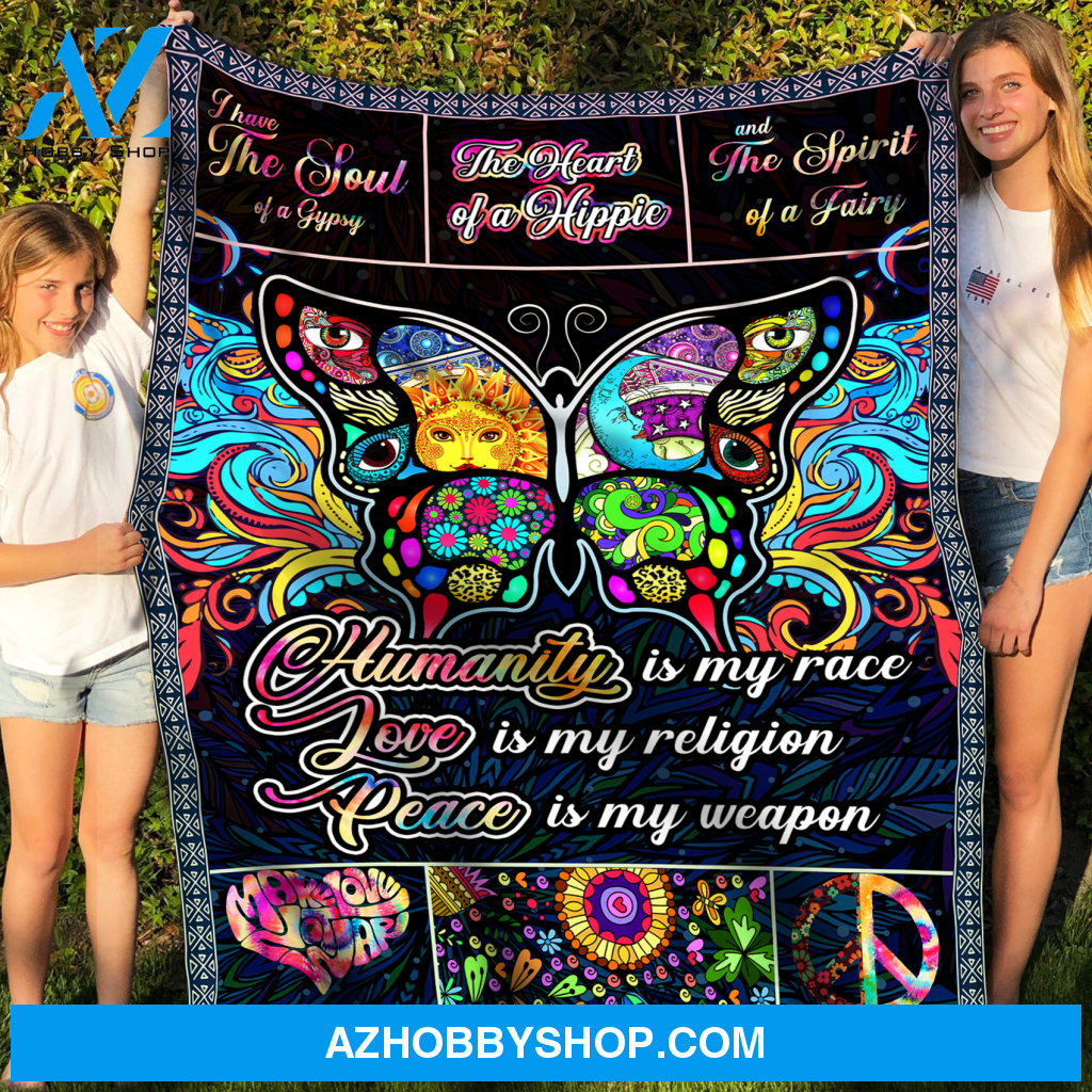 Fleece Blanket - Peace Is My Weapon - Fleece Blanket For Hippie, Fleece Blanket With Quotes