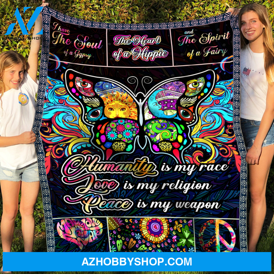 Fleece Blanket - Peace Is My Weapon - Fleece Blanket For Hippie, Fleece Blanket With Quotes