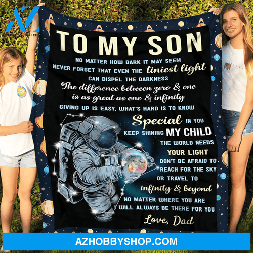 Fleece Blanket - The World Needs Your Lights - Gift From Dad To Son, Fleece Blanket With Quotes, Astronaut ' Galaxy Artwork