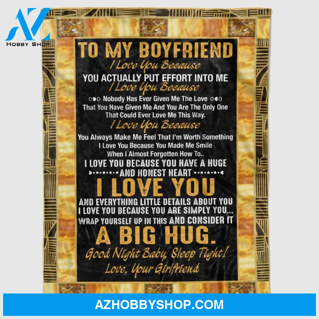 Personalized Fleece Blanket To My Boyfriend For Boy Men From Girlfriend Girl I Love You Gift For Birthday Christmas Thanksgiving Graduation Wedding