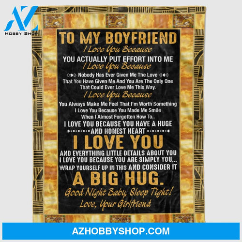 Personalized Fleece Blanket To My Boyfriend For Boy Men From Girlfriend Girl I Love You Gift For Birthday Christmas Thanksgiving Graduation Wedding