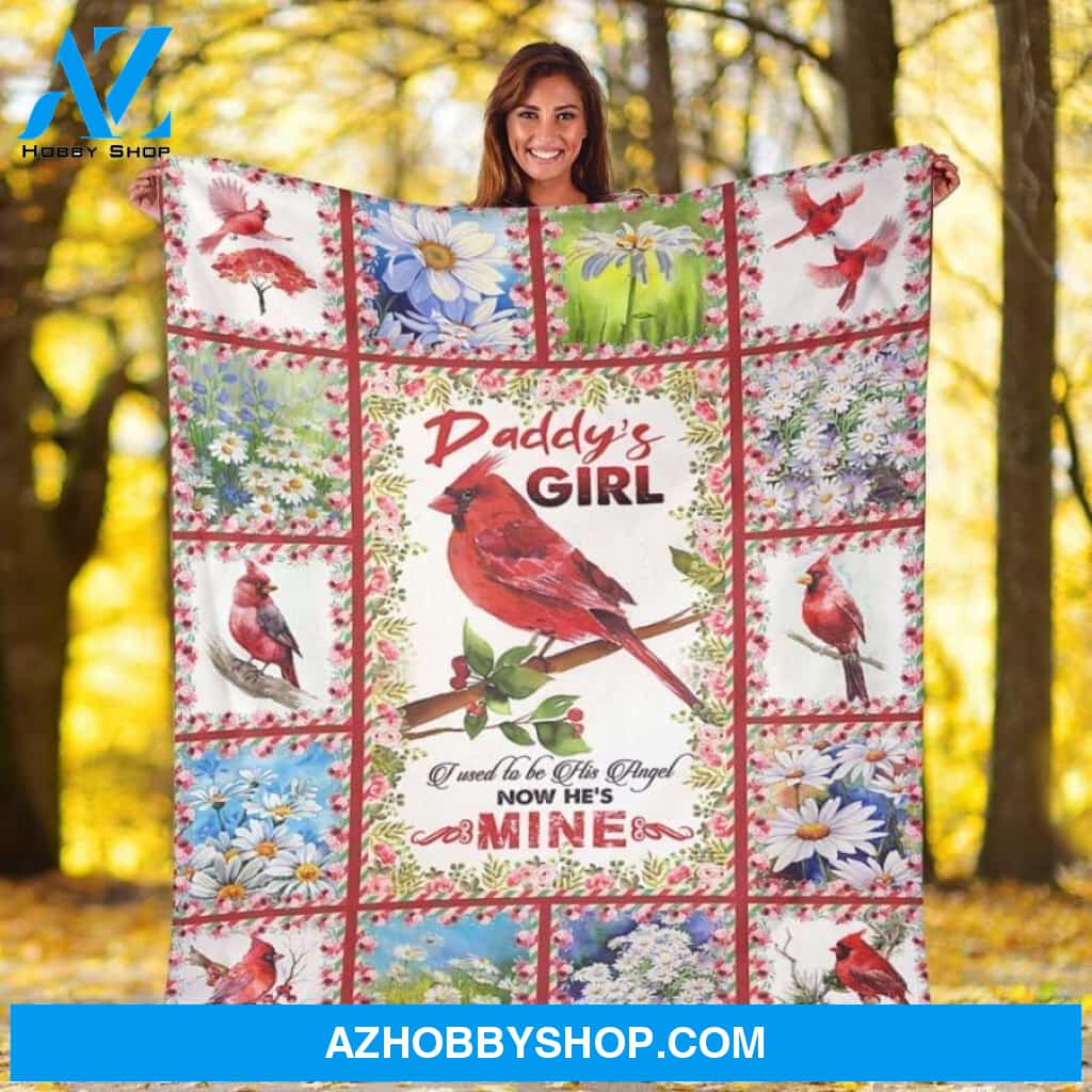 Fleece Blanket To My Dad Cardinal Daddys Girl Fleece Blanket Father Fleece Blanket, Fleece Blanket Biological Father, Father Fleece Blanket Christmas Gift Ideas