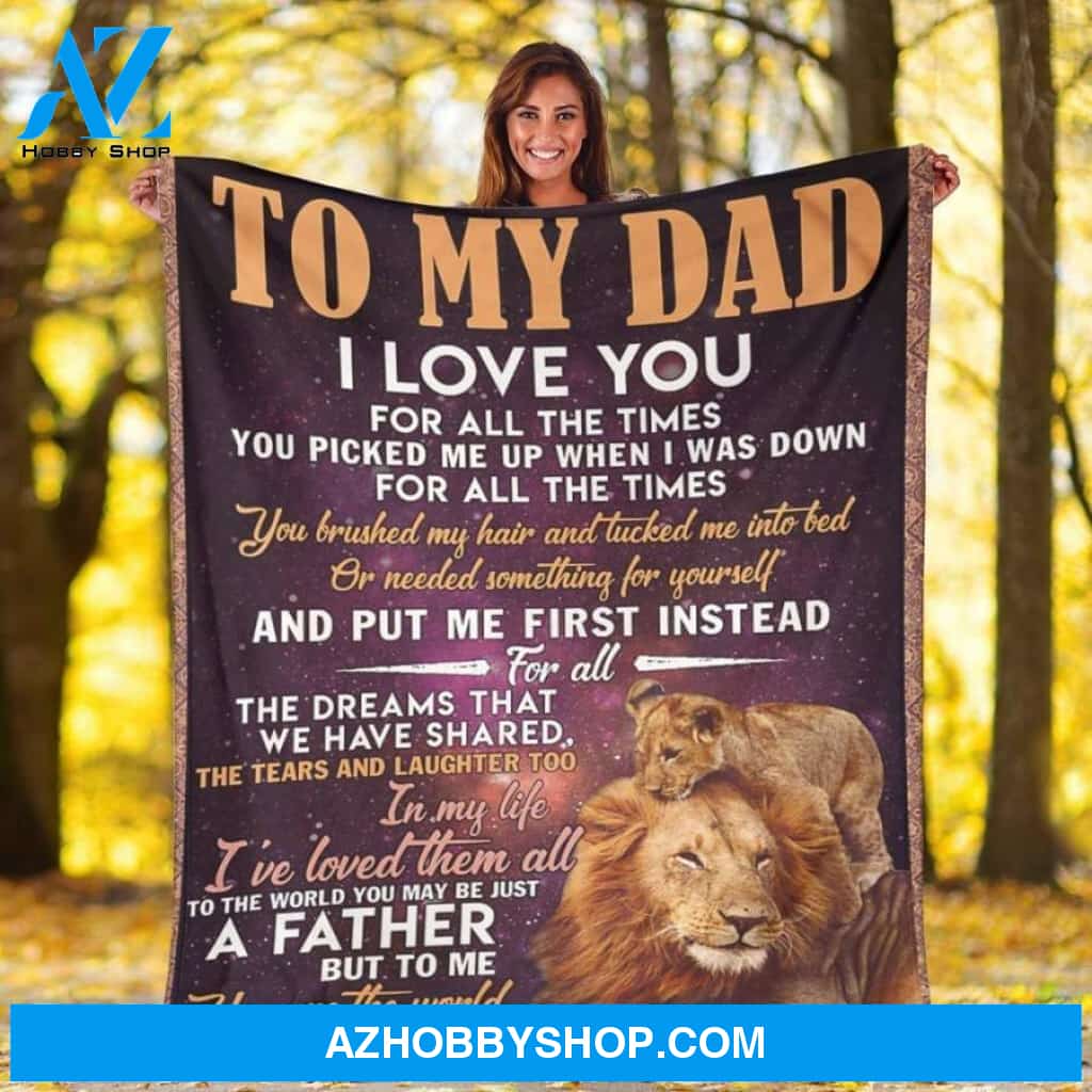 Fleece Blanket To My Dad Lion Fleece Blanket Father Fleece Blanket, Biological Father Of Fleece Blanket, Fleece Blanket For Fathers Day Christmas Gift Ideas