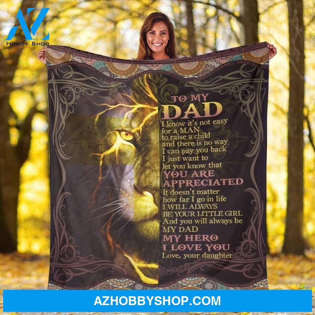 Fleece Blanket To My Dad Lion Fleece Blanket Father Fleece Blanket, Biological Father Of Fleece Blanket, Father Fleece Blanket Christmas Gift Ideas