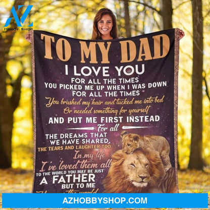 Fleece Blanket To My Dad Lion Fleece Blanket Father Fleece Blanket, Biological Father Of Fleece Blanket, Fleece Blanket For Fathers Day Christmas Gift Ideas
