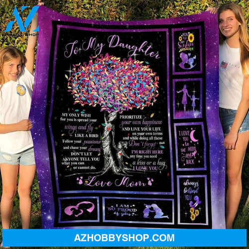 Personalized Fleece Blanket To My Daughter Love From Mom Gift For Birthday Christmas Thanksgiving Graduation Wedding