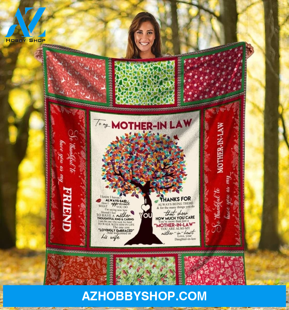 Fleece Blanket - To My Mother In Law,Colorful Tree Fleece Blanket, Gift For Mother In Law