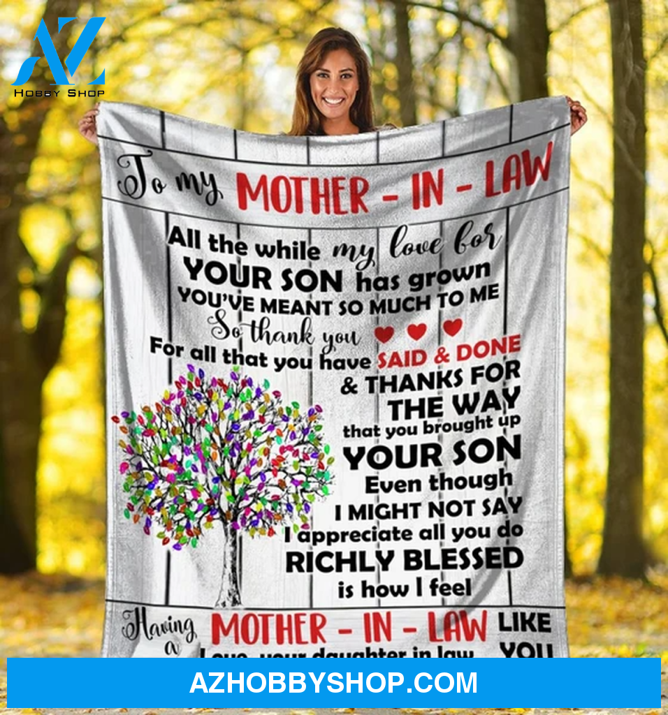 Fleece Blanket - To My Mother In Law, Tree Fleece Blanket ,Gift For Mom
