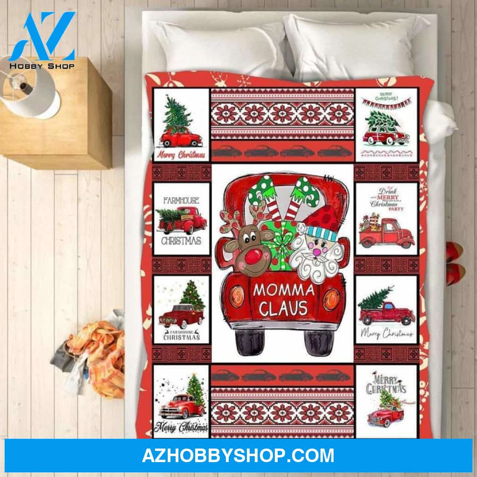 Fleece Blankets - Momma Claus Christmas Fleece Blanket - Fleece Blankets Family Gift Ideas